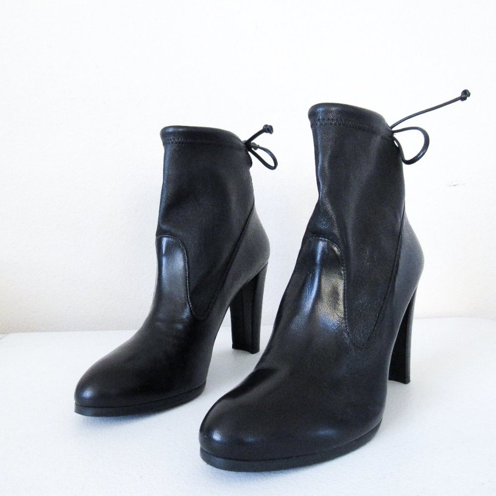 STUART WEITZMAN Designer Black Leather Ankle Boots Size 8.5-. Made in Spain
